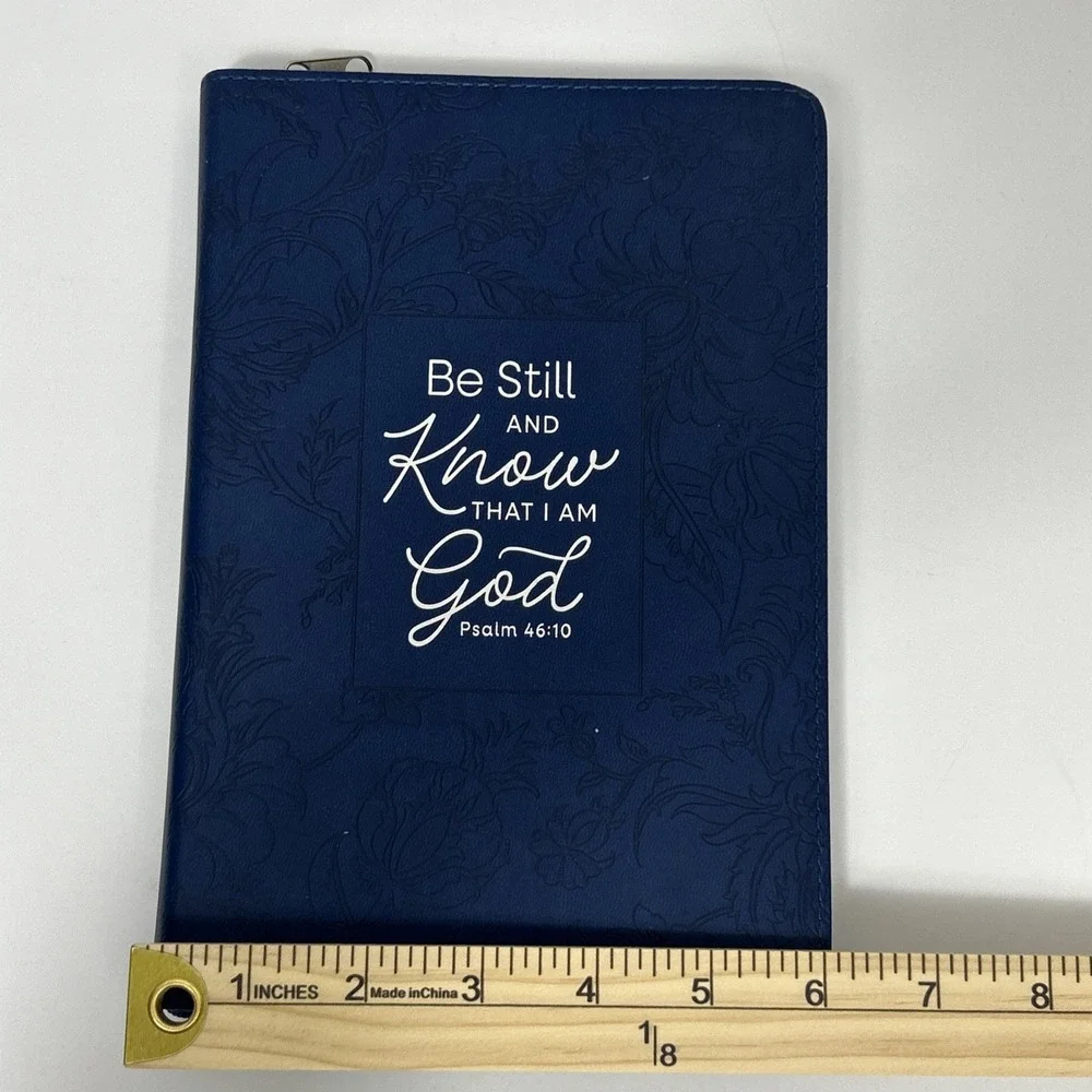 Be Still And KNOW, Navy Faux Leather Journal Christian Art Gifts Journal